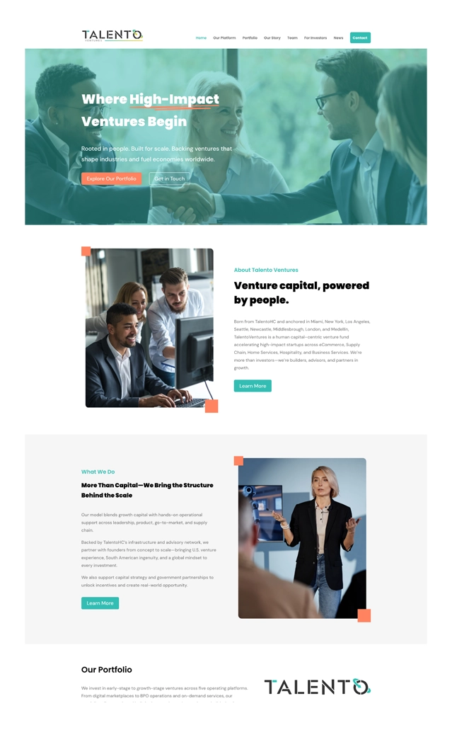 Talento Ventures website design